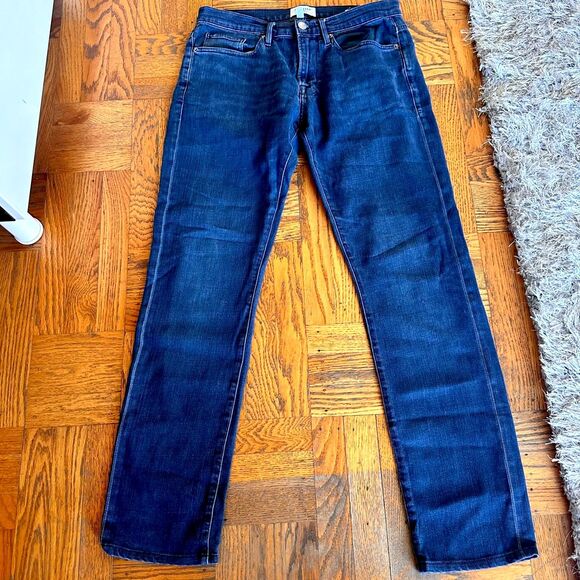 FRAME Men's L'Homme Slim in Dark Blue Wash Placid Straight Leg Mid Rise Size 31 - Picture 2 of 6